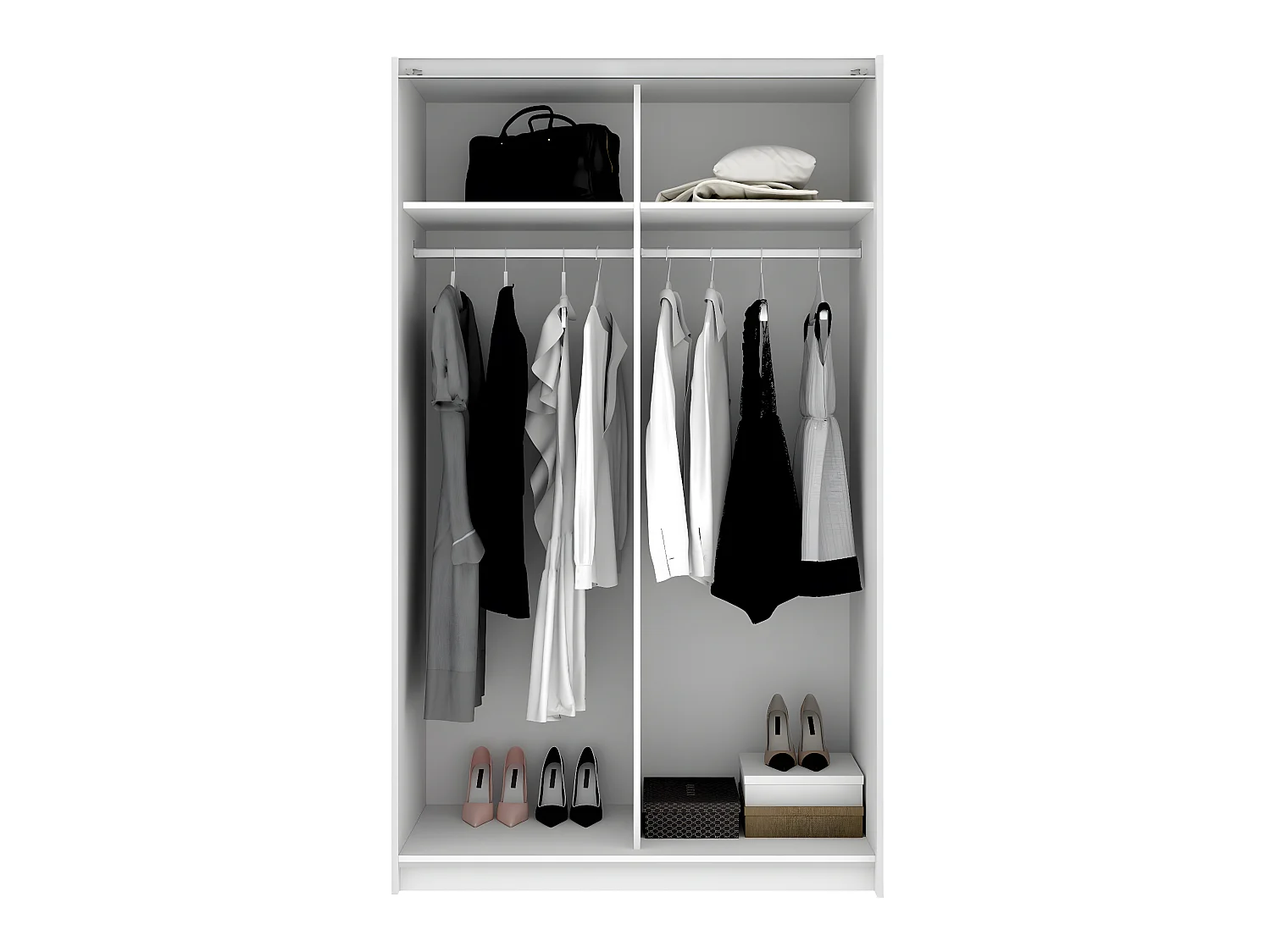 Armoire avec 2 portes coulissantes en panneau de particules mélaminés coloris blanc-Longueur 120 x Profondeur 58 x Hauteur 200cm