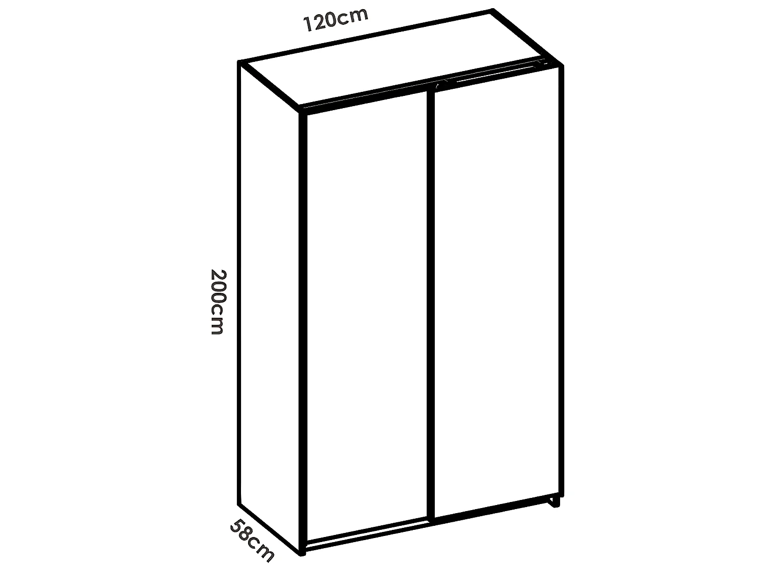 Armoire avec 2 portes coulissantes en panneau de particules mélaminés coloris blanc-Longueur 120 x Profondeur 58 x Hauteur 200cm