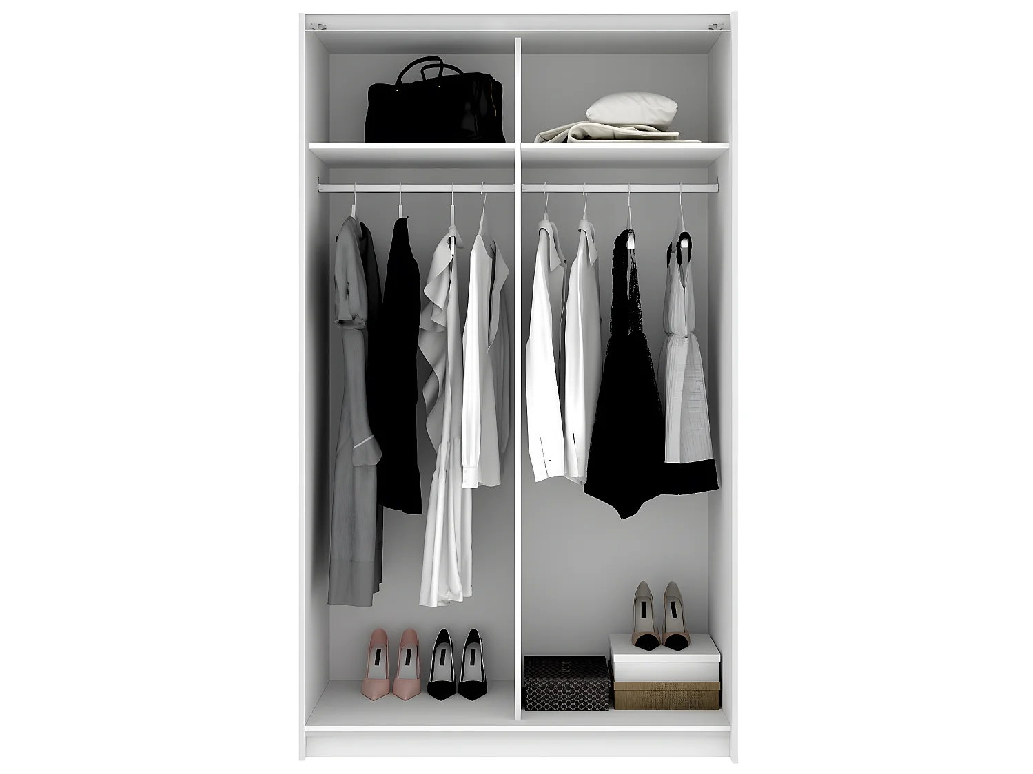 Armoire avec 2 portes coulissantes en panneau de particules mélaminés coloris blanc-Longueur 120 x Profondeur 58 x Hauteur 200cm