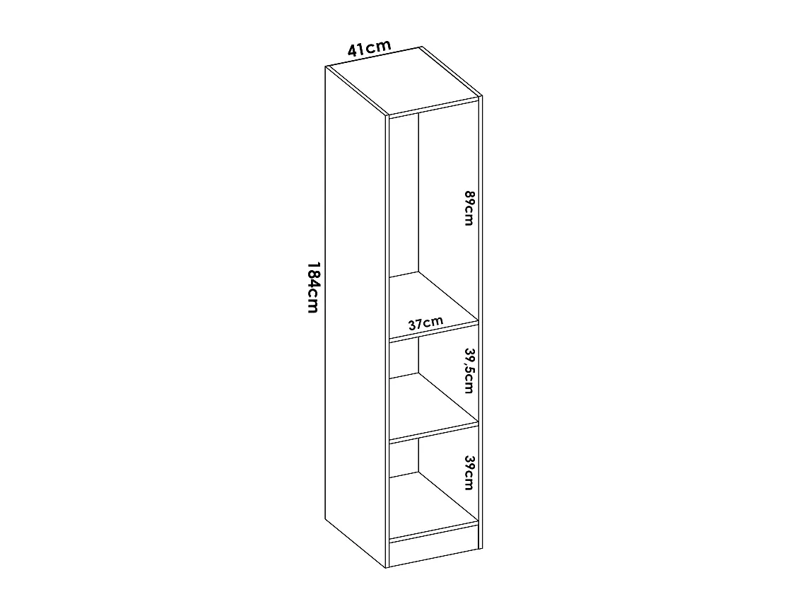 Armoire étroite avec porte en panneaux de particules mélaminés coloris blanc - Longueur 41 x Profondeur 52 x Hauteur 184 cm