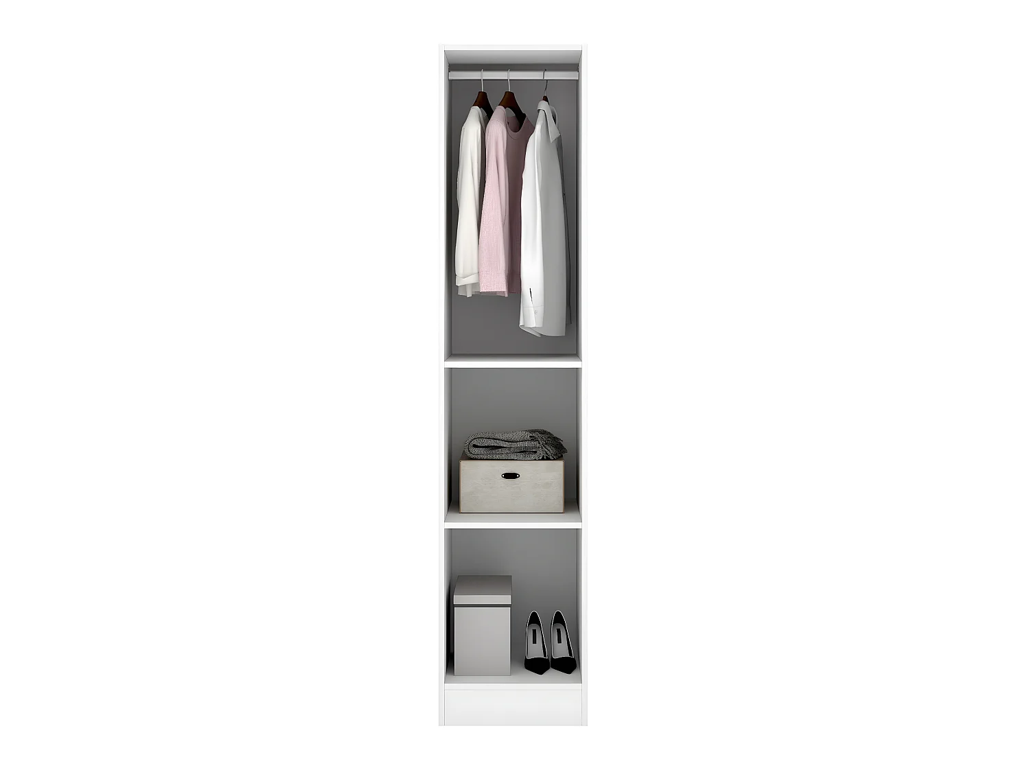 Armoire étroite avec porte en panneaux de particules mélaminés coloris blanc - Longueur 41 x Profondeur 52 x Hauteur 184 cm