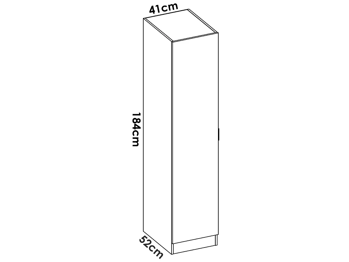 Armoire étroite avec porte en panneaux de particules mélaminés coloris blanc - Longueur 41 x Profondeur 52 x Hauteur 184 cm