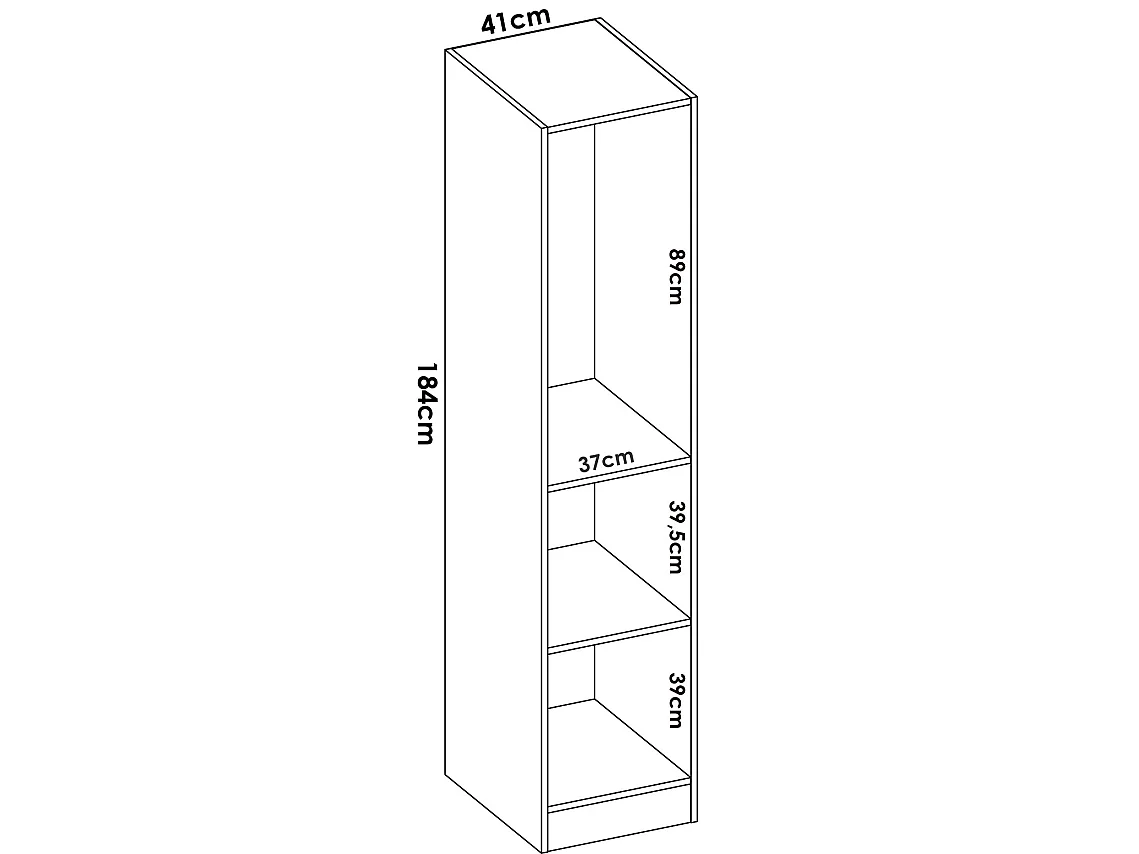 Armoire étroite avec porte en panneaux de particules mélaminés coloris blanc - Longueur 41 x Profondeur 52 x Hauteur 184 cm