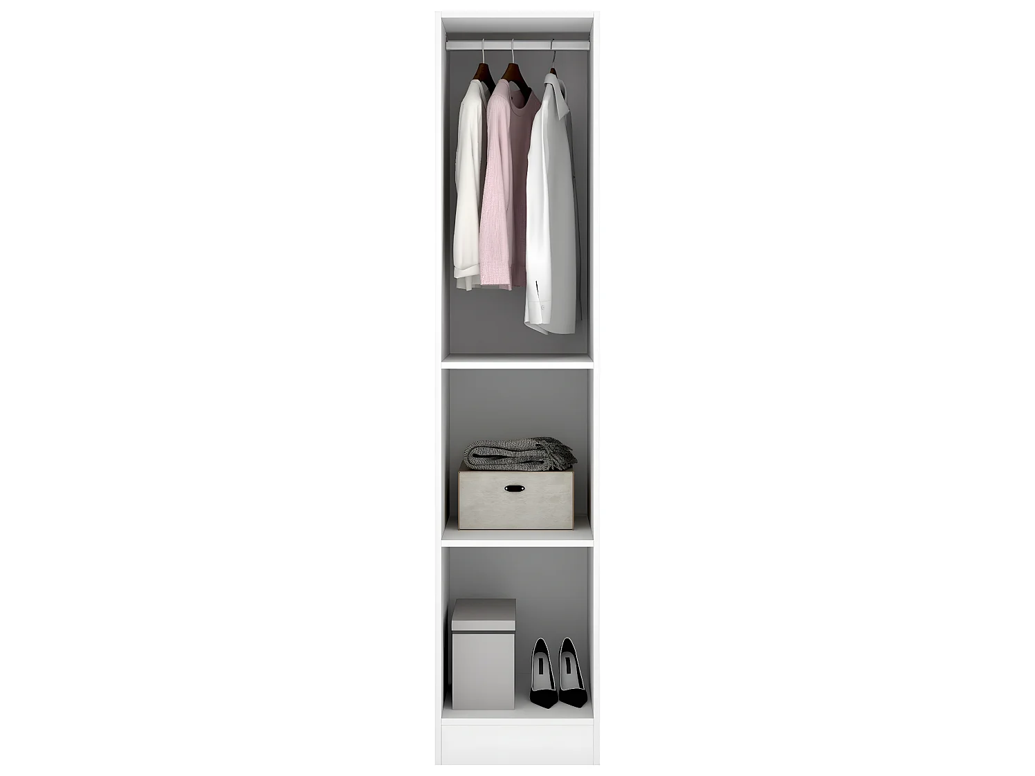 Armoire étroite avec porte en panneaux de particules mélaminés coloris blanc - Longueur 41 x Profondeur 52 x Hauteur 184 cm