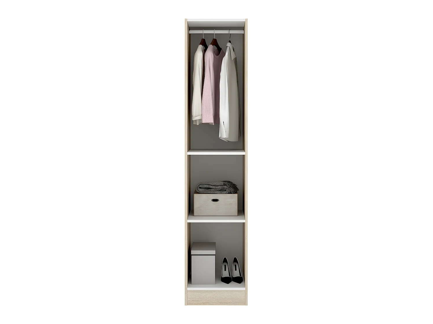 Armoire étroite avec porte en panneaux de particules mélaminés coloris chêne - Longueur 41 x Profondeur 52 x Hauteur 184 cm