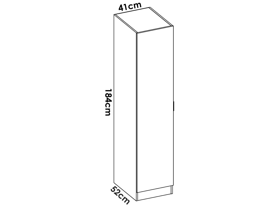 Armoire étroite avec porte en panneaux de particules mélaminés coloris chêne - Longueur 41 x Profondeur 52 x Hauteur 184 cm