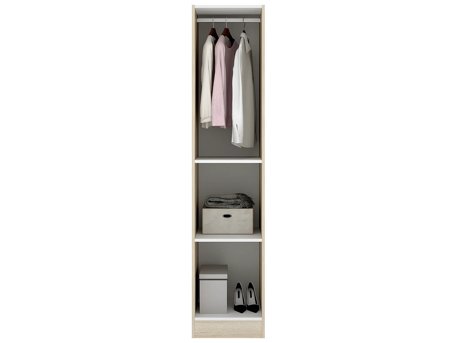Armoire étroite avec porte en panneaux de particules mélaminés coloris chêne - Longueur 41 x Profondeur 52 x Hauteur 184 cm