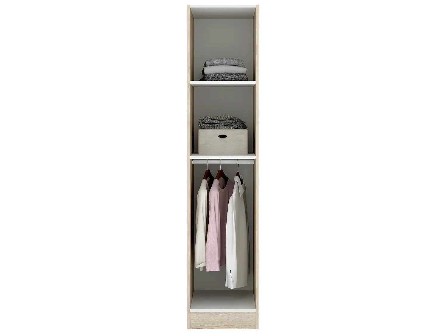 Armoire étroite avec porte en panneaux de particules mélaminés coloris chêne - Longueur 41 x Profondeur 52 x Hauteur 184 cm