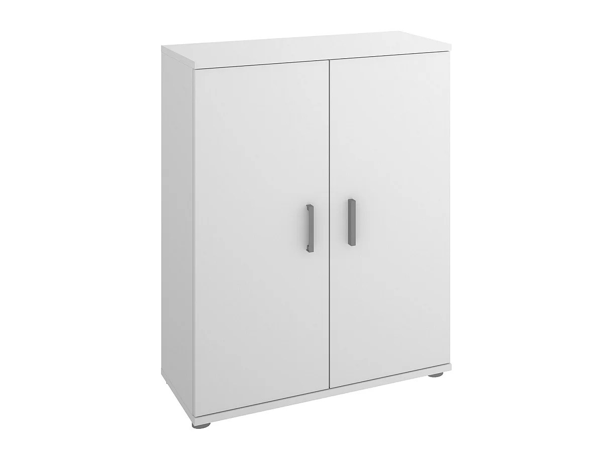 Meuble bas avec 2 portes en panneaux de particules mélaminés coloris blanc - Longueur 60.9 x Profondeur 35 x Hauteur 83.8 cm
