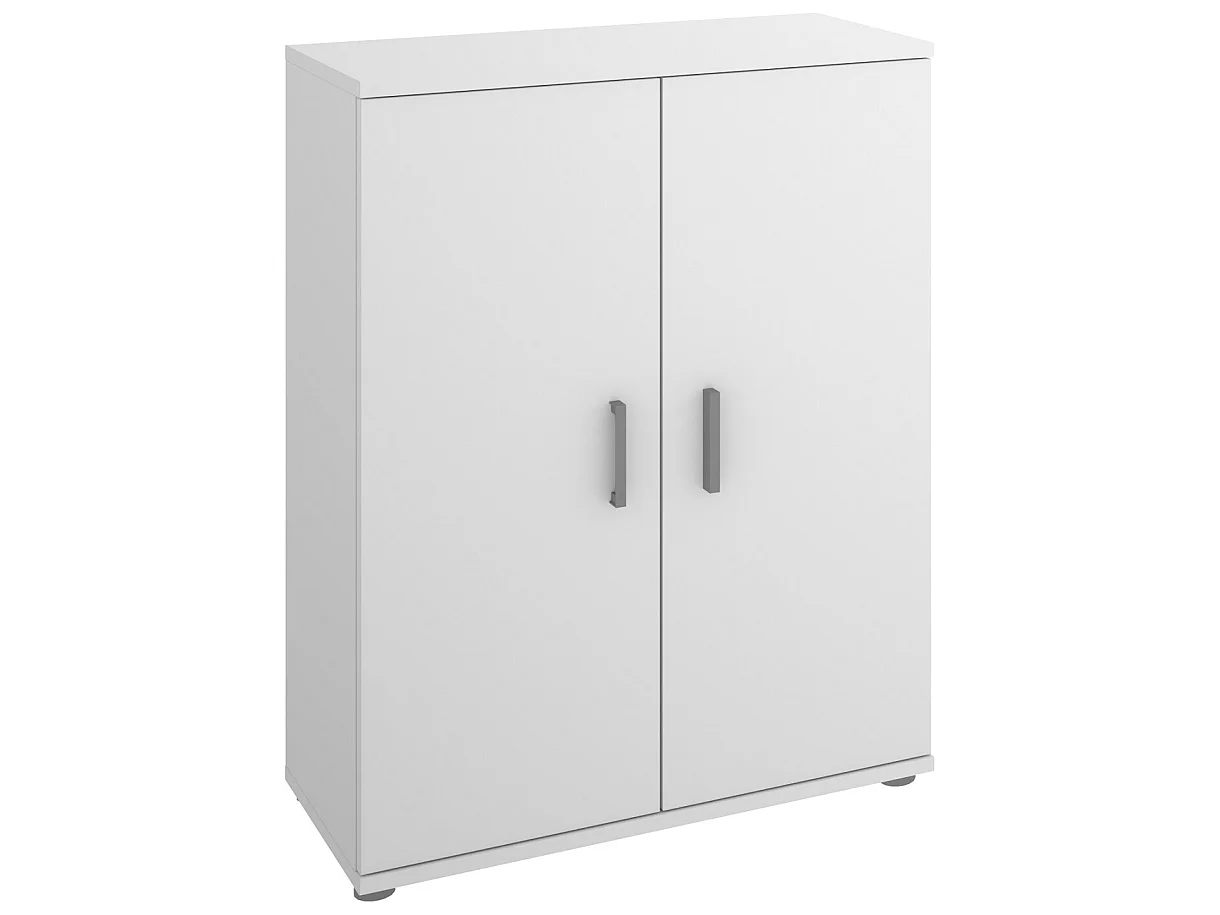Meuble bas avec 2 portes en panneaux de particules mélaminés coloris blanc - Longueur 60.9 x Profondeur 35 x Hauteur 83.8 cm