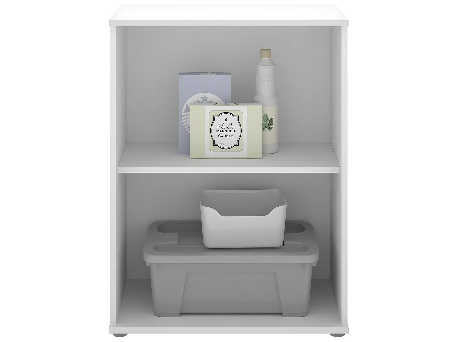 Meuble bas avec 2 portes en panneaux de particules mélaminés coloris blanc - Longueur 60.9 x Profondeur 35 x Hauteur 83.8 cm