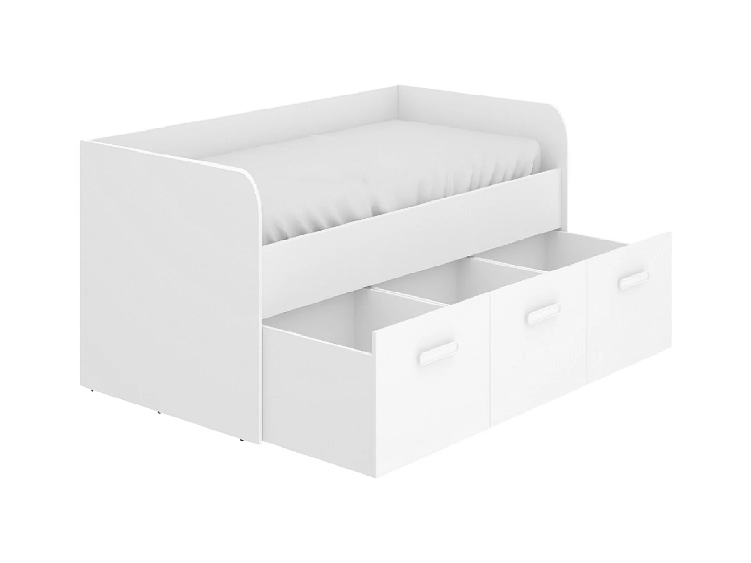 Lit enfant gigogne 90 x 190 cm en mélamine coloris blanc avec 3 tiroirs - Longueur 194.3 x Profondeur 97 x Hauteur 60 cm