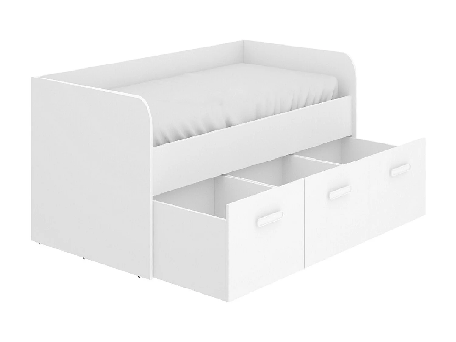 Lit enfant gigogne 90 x 190 cm en mélamine coloris blanc avec 3 tiroirs - Longueur 194.3 x Profondeur 97 x Hauteur 60 cm