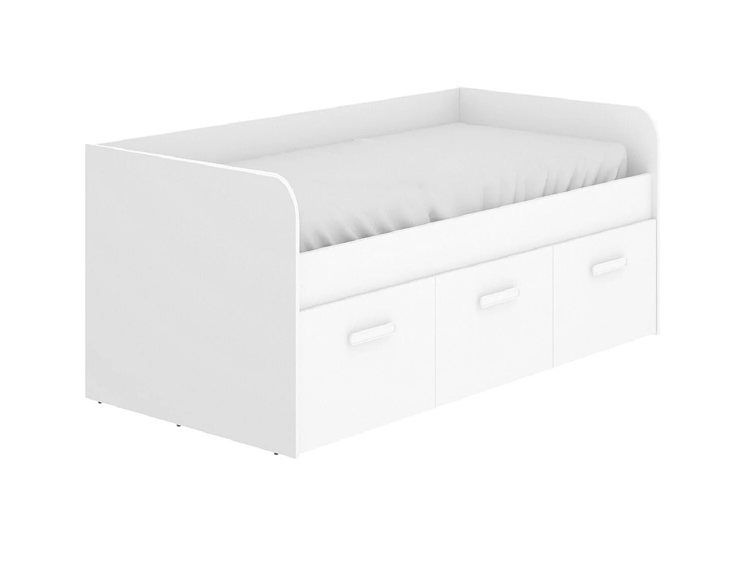 Lit enfant gigogne 90 x 190 cm en mélamine coloris blanc avec 3 tiroirs - Longueur 194.3 x Profondeur 97 x Hauteur 60 cm