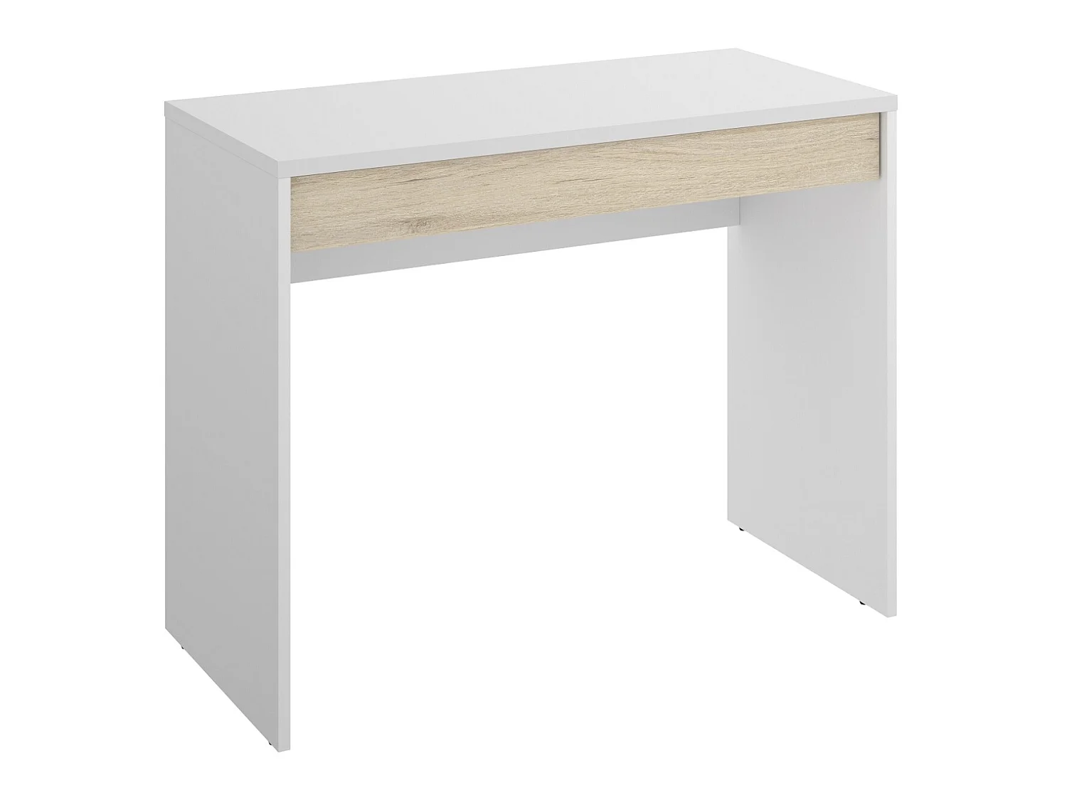Bureau en panneaux de particules mélaminés coloris blanc/chêne nordique - Longueur 89.5 x Profondeur 49.8 x Hauteur 73.7 cm