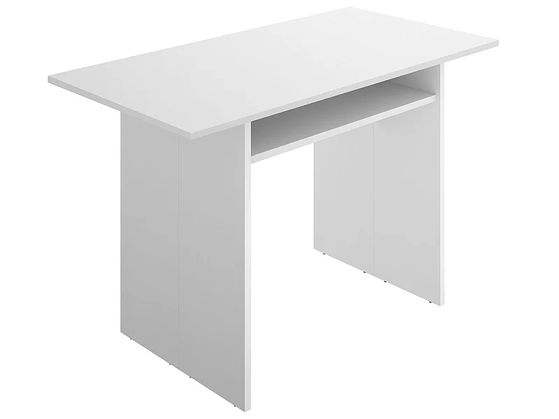 Console extensible en bois mélaminé coloris blanc - Longueur 110.6 x Profondeur 33-66.2 x Hauteur 75.5-77.5 cm