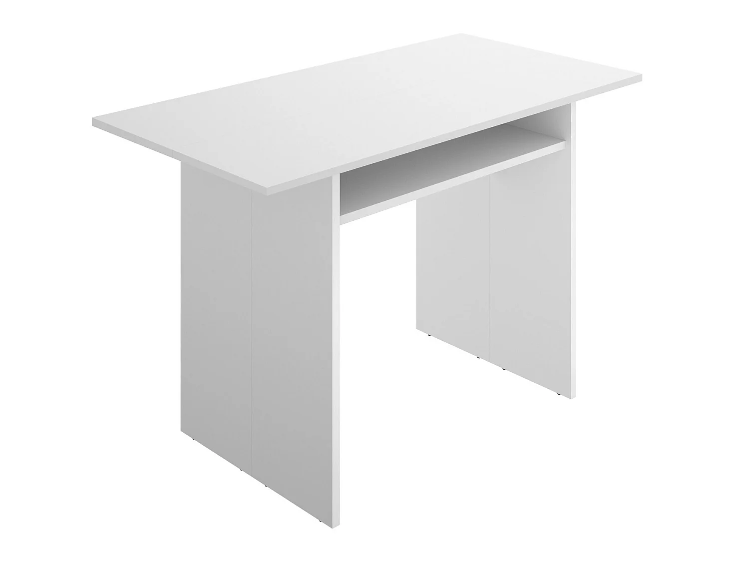 Console extensible en bois mélaminé coloris blanc - Longueur 110.6 x Profondeur 33-66.2 x Hauteur 75.5-77.5 cm