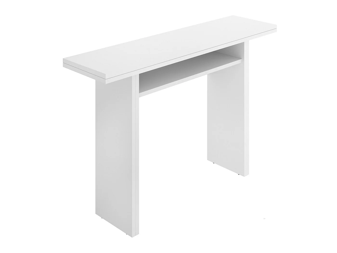 Console extensible en bois mélaminé coloris blanc - Longueur 110.6 x Profondeur 33-66.2 x Hauteur 75.5-77.5 cm
