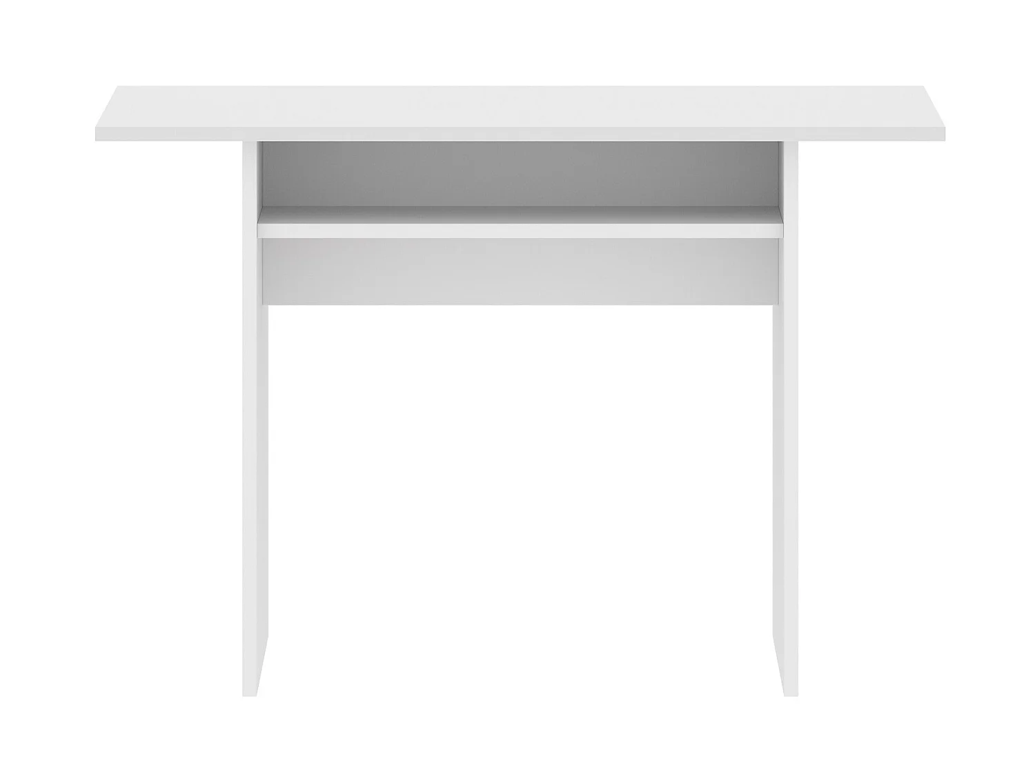 Console extensible en bois mélaminé coloris blanc - Longueur 110.6 x Profondeur 33-66.2 x Hauteur 75.5-77.5 cm