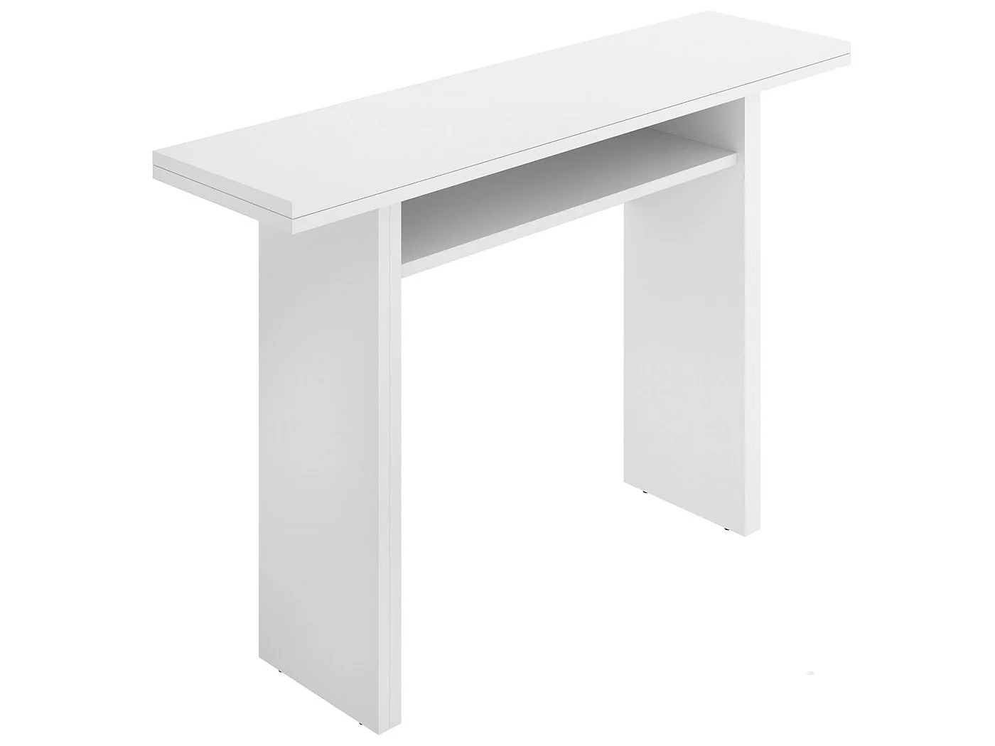Console extensible en bois mélaminé coloris blanc - Longueur 110.6 x Profondeur 33-66.2 x Hauteur 75.5-77.5 cm