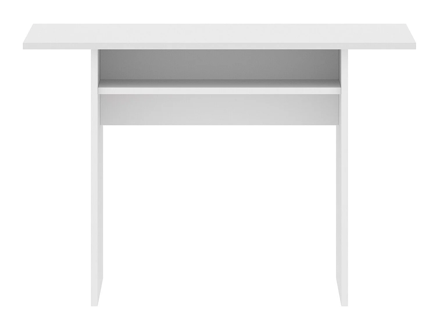 Console extensible en bois mélaminé coloris blanc - Longueur 110.6 x Profondeur 33-66.2 x Hauteur 75.5-77.5 cm