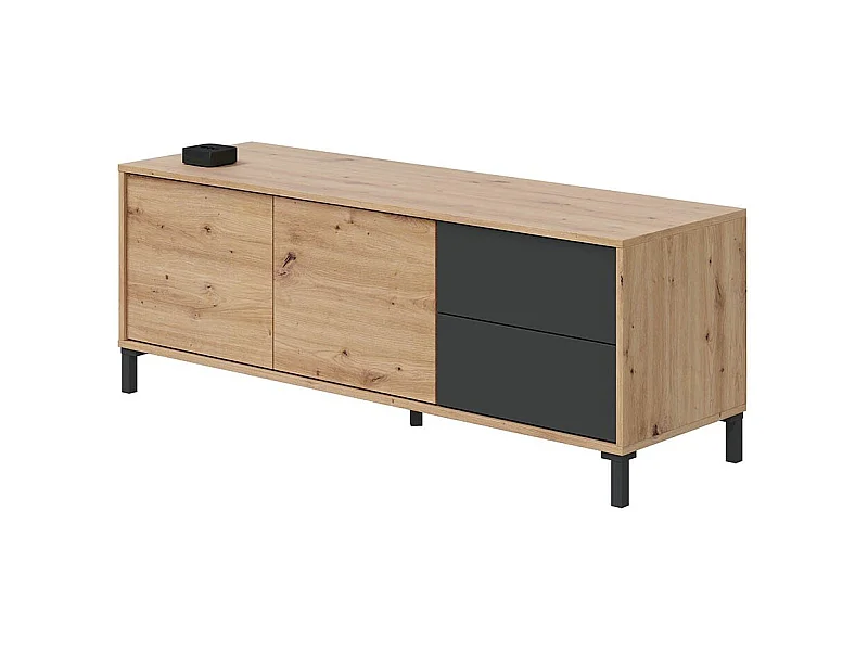 Móvel de TV 130 cm Brooklyn Oak Nodi Industrial Cinza Antracite