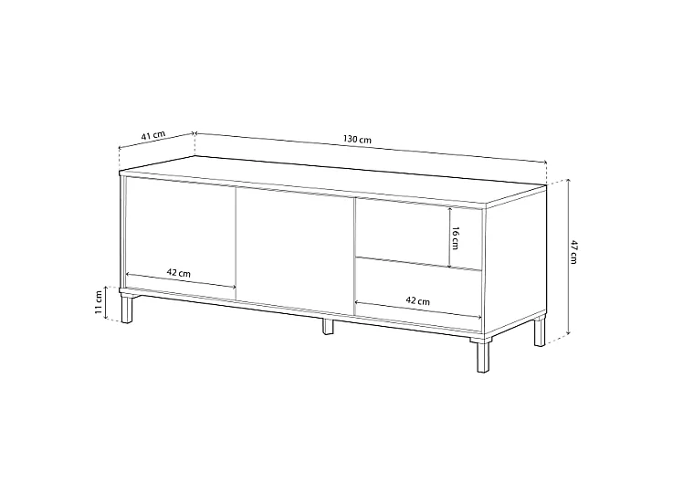 TV-Möbel mit 2 Türen und 2 Schubladen Brooklyn - L130 cm