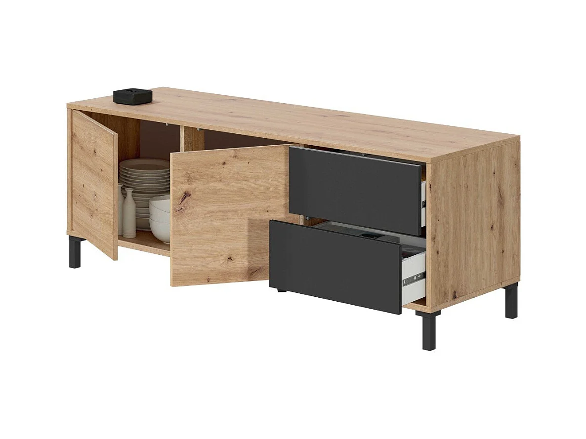 Meuble TV 2 portes et 2 tiroirs Brooklyn - L130 cm