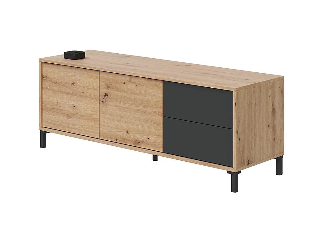 Meuble TV 2 portes et 2 tiroirs Brooklyn - L130 cm
