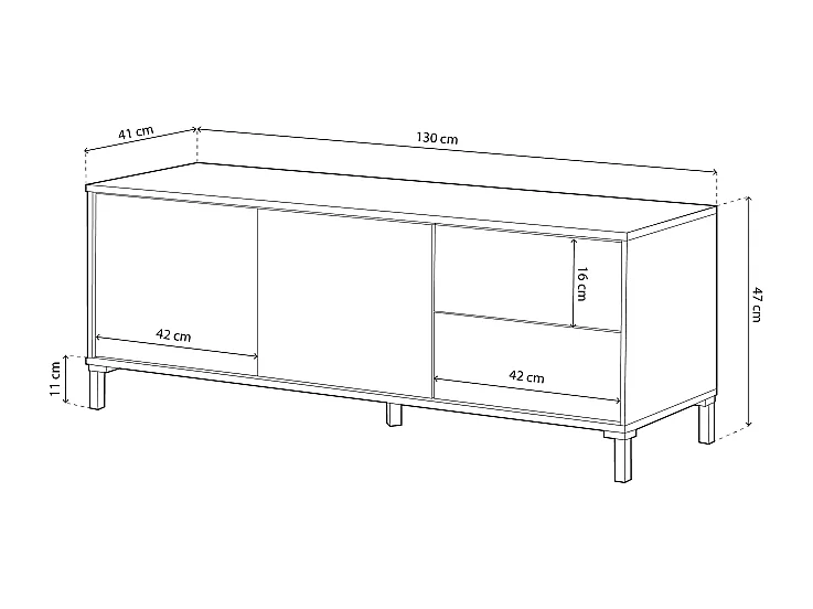 Tv-meubel 2 deuren en 2 laden Brooklyn - L130 cm