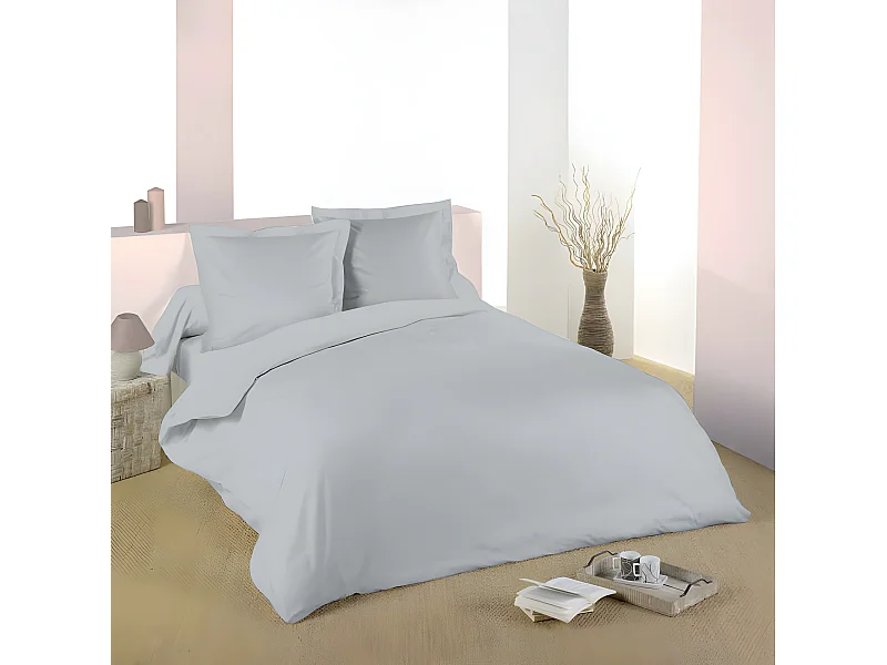 Housse De Couette Gris Clair 260 X 240 Cm / 100% Coton / 57 Fils/cm² Pour Lit 2 Places "king Size"
