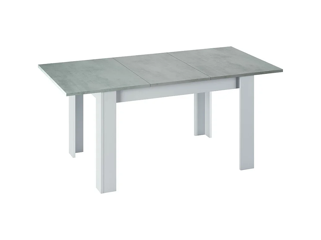 Table à manger THEA extensible L140-190cm - Blanc et béton