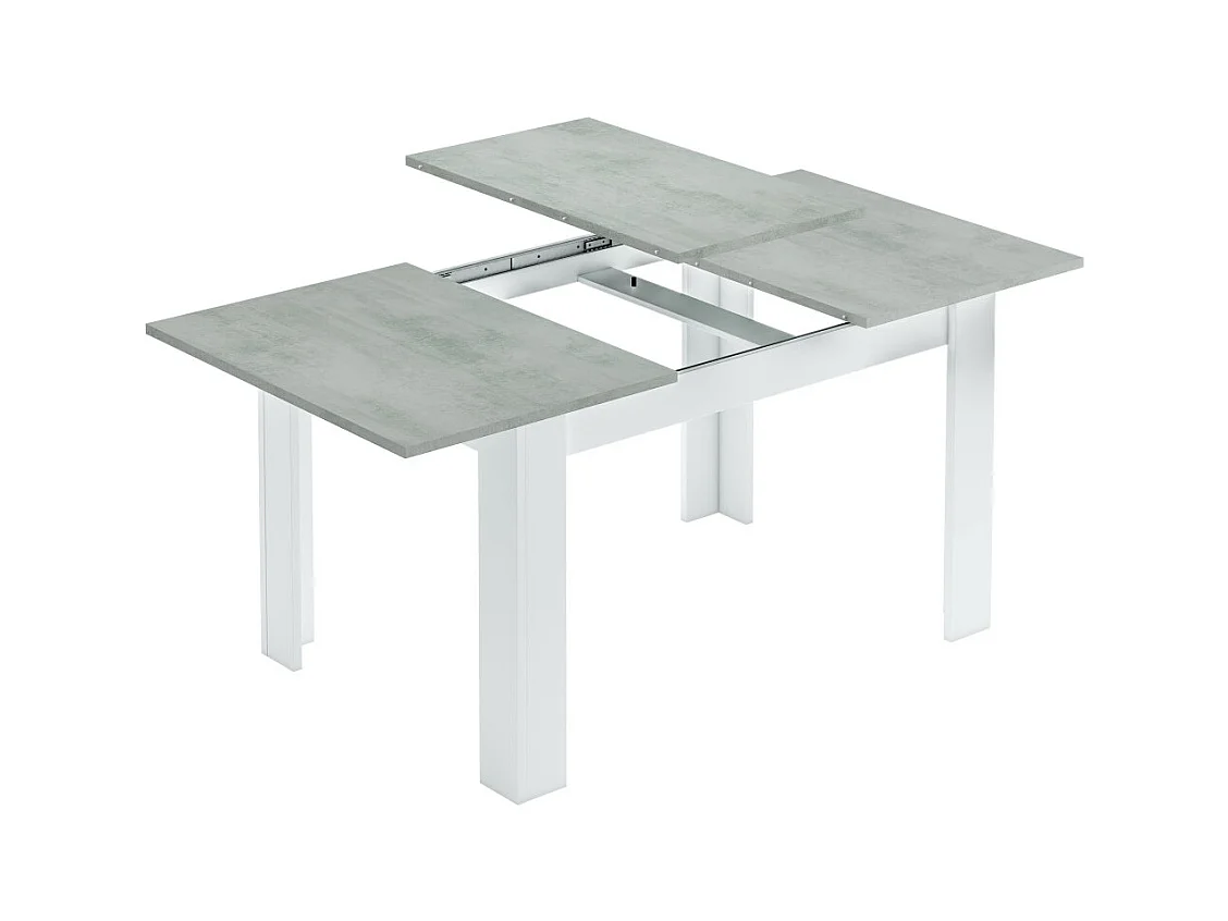 Table à manger THEA extensible L140-190cm - Blanc et béton