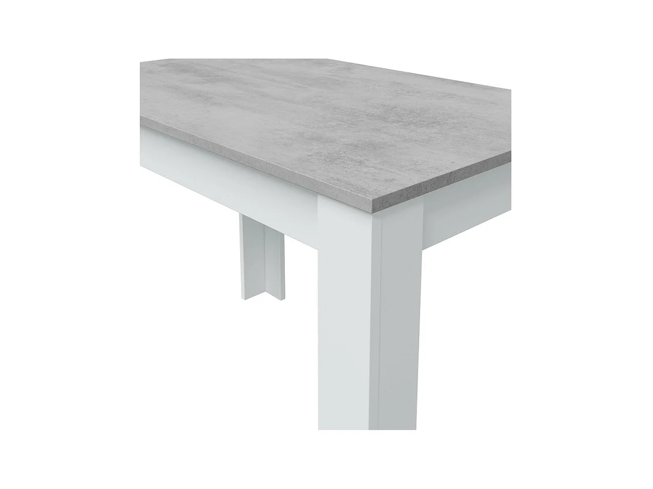 Table à manger THEA extensible L140-190cm - Blanc et béton