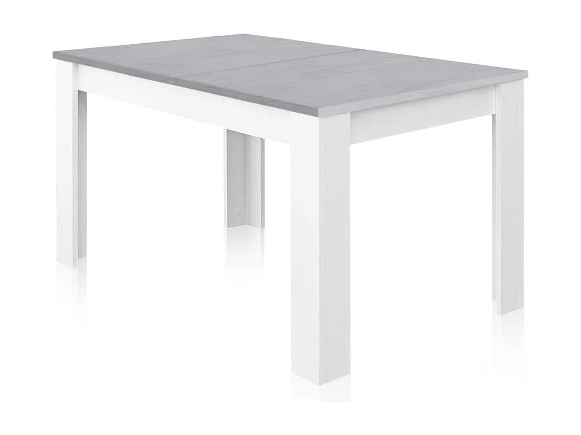 Ausziehbarer Esstisch – KENDRA – rechteckig – Artik weiß und Zement – 140/190 x 90 x 78 cm
