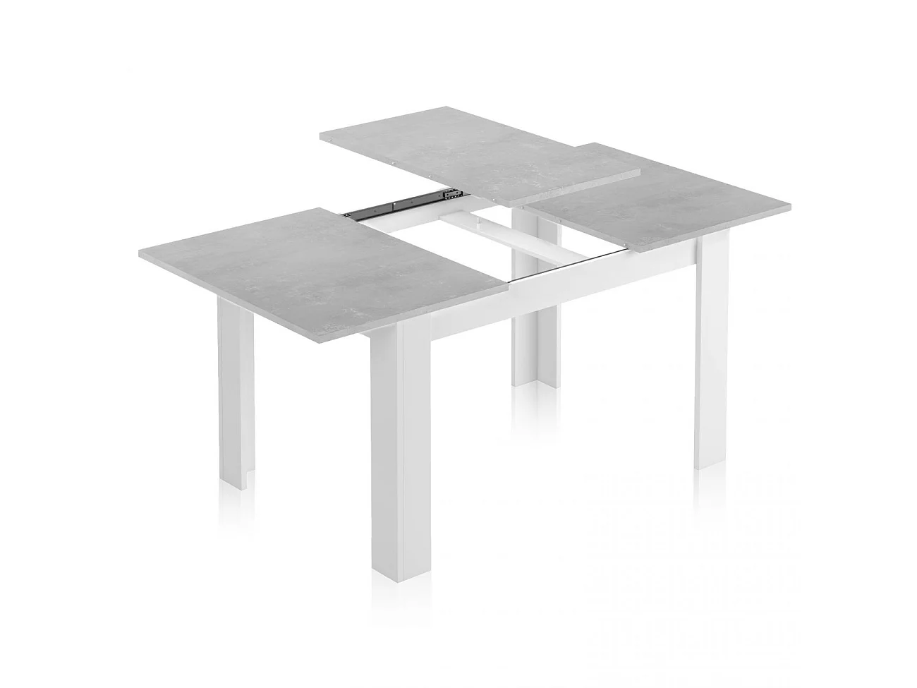 Table à manger THEA extensible L140-190cm - Blanc et béton