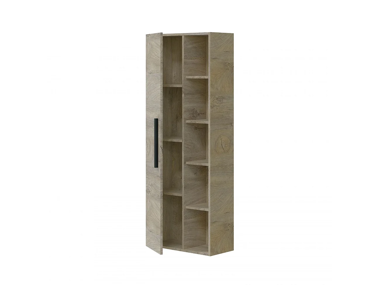 Colonne suspendue 1 porte avec 5 niches de rangement H135 cm