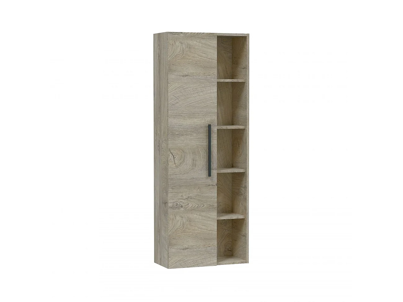 Colonne suspendue 1 porte avec 5 niches de rangement H135 cm