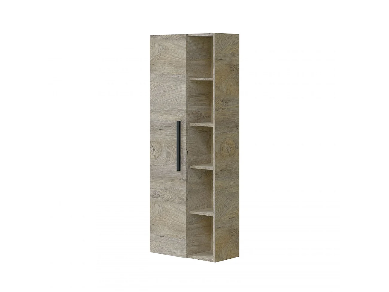Colonne suspendue 1 porte avec 5 niches de rangement H135 cm