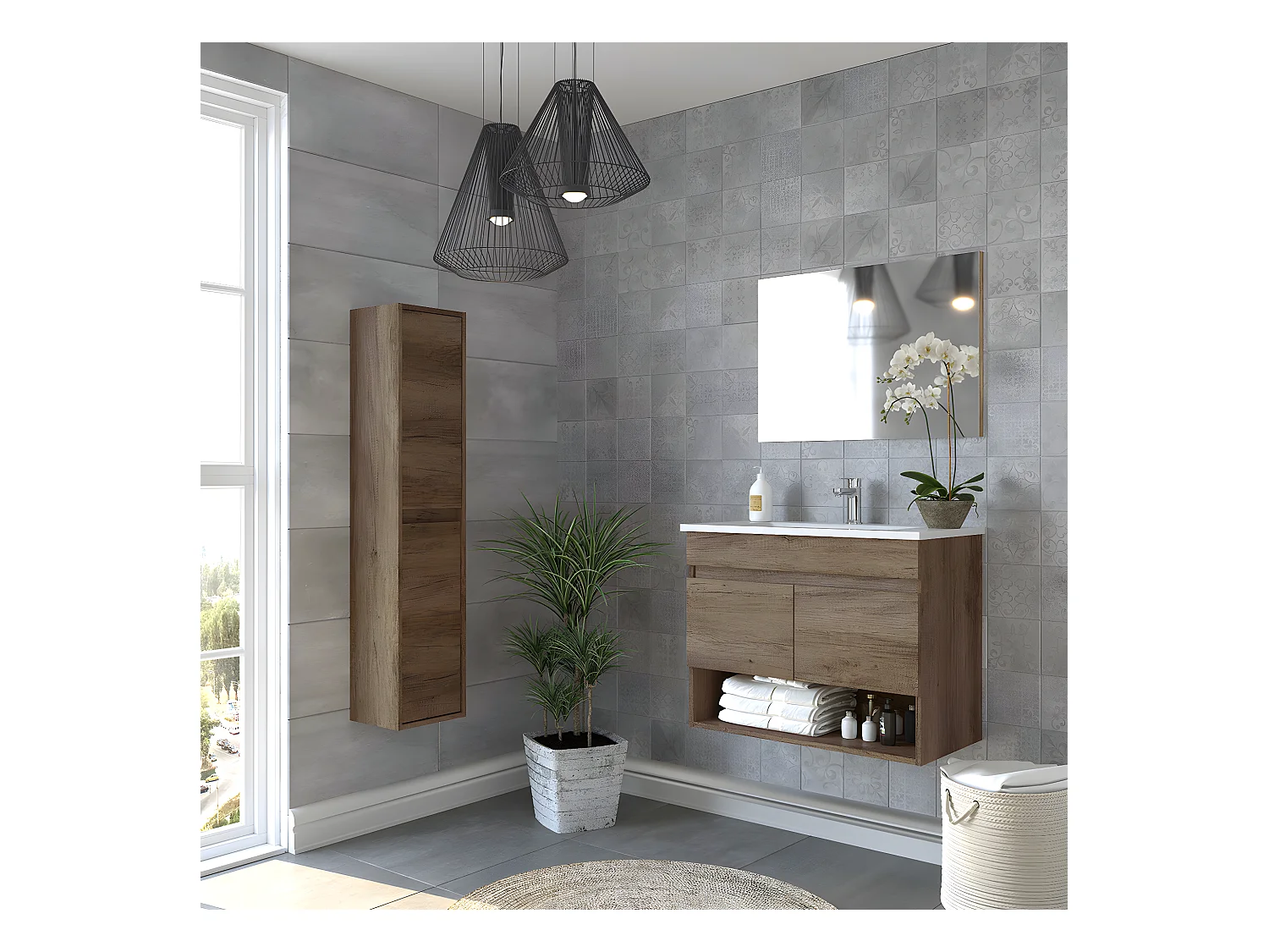 Hängesäule mit 2 Türen H140 cm