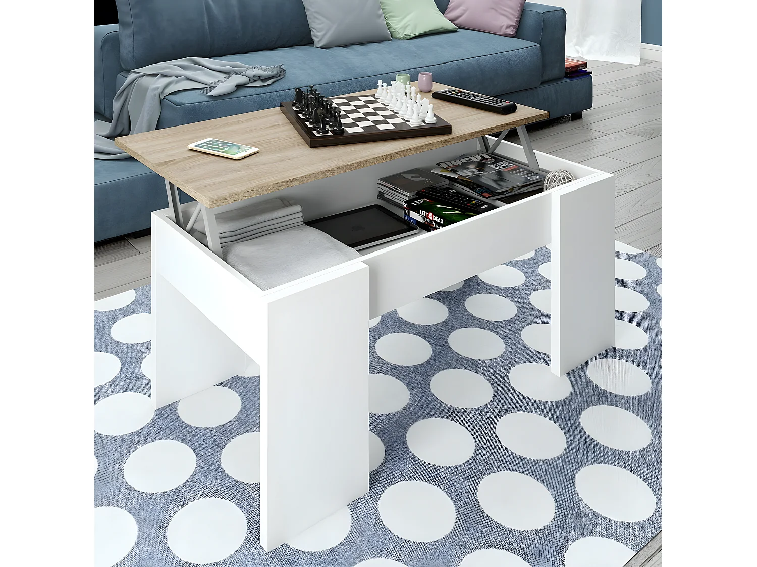 Mesa de Centro con Tapa Elevable L100 cm - Alida