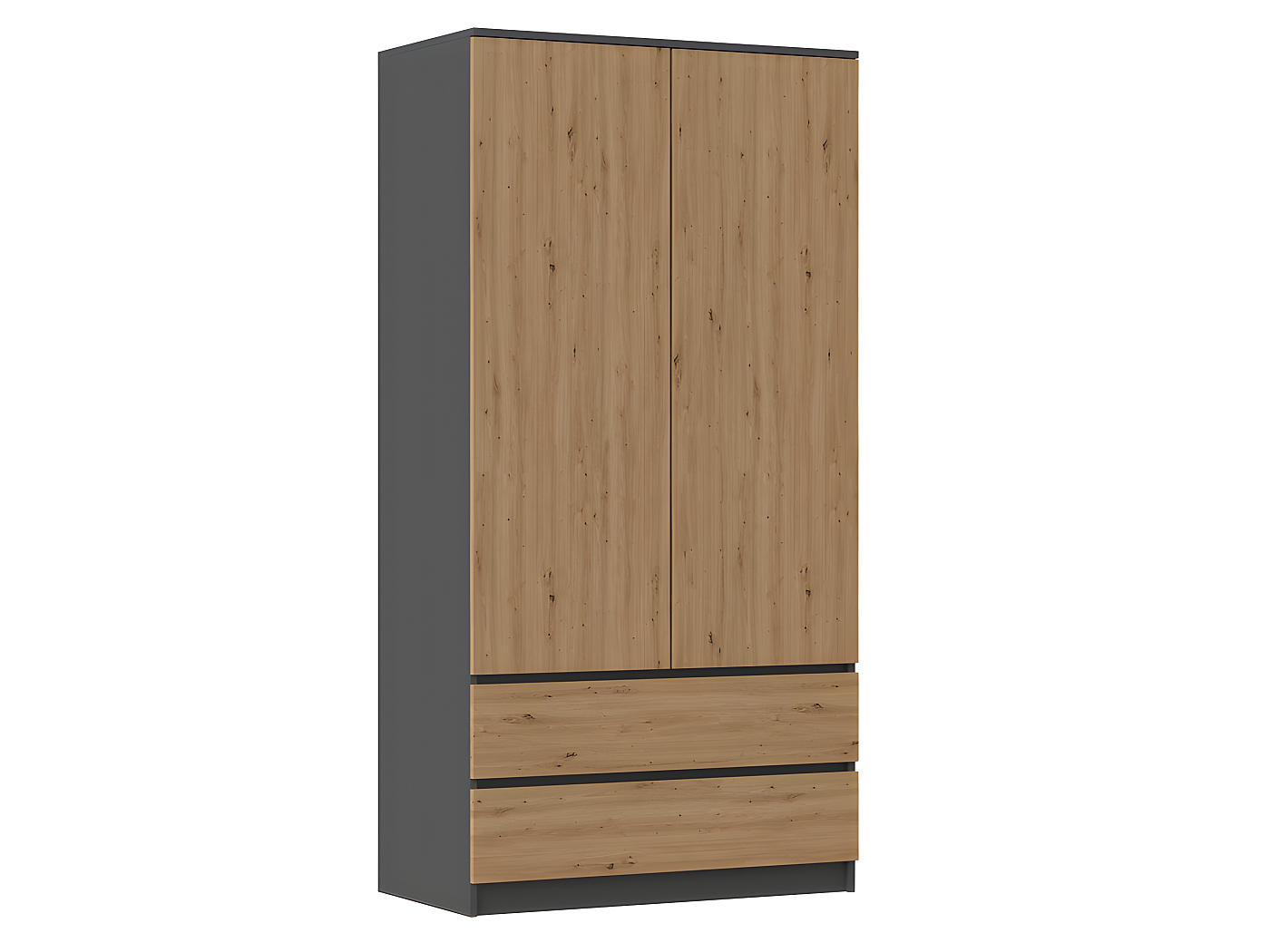 URBNLIVING Armadio alto in legno a 2 ante con 2 cassetti, per camera da letto, per appendere i vestiti (bianco, contemporaneo