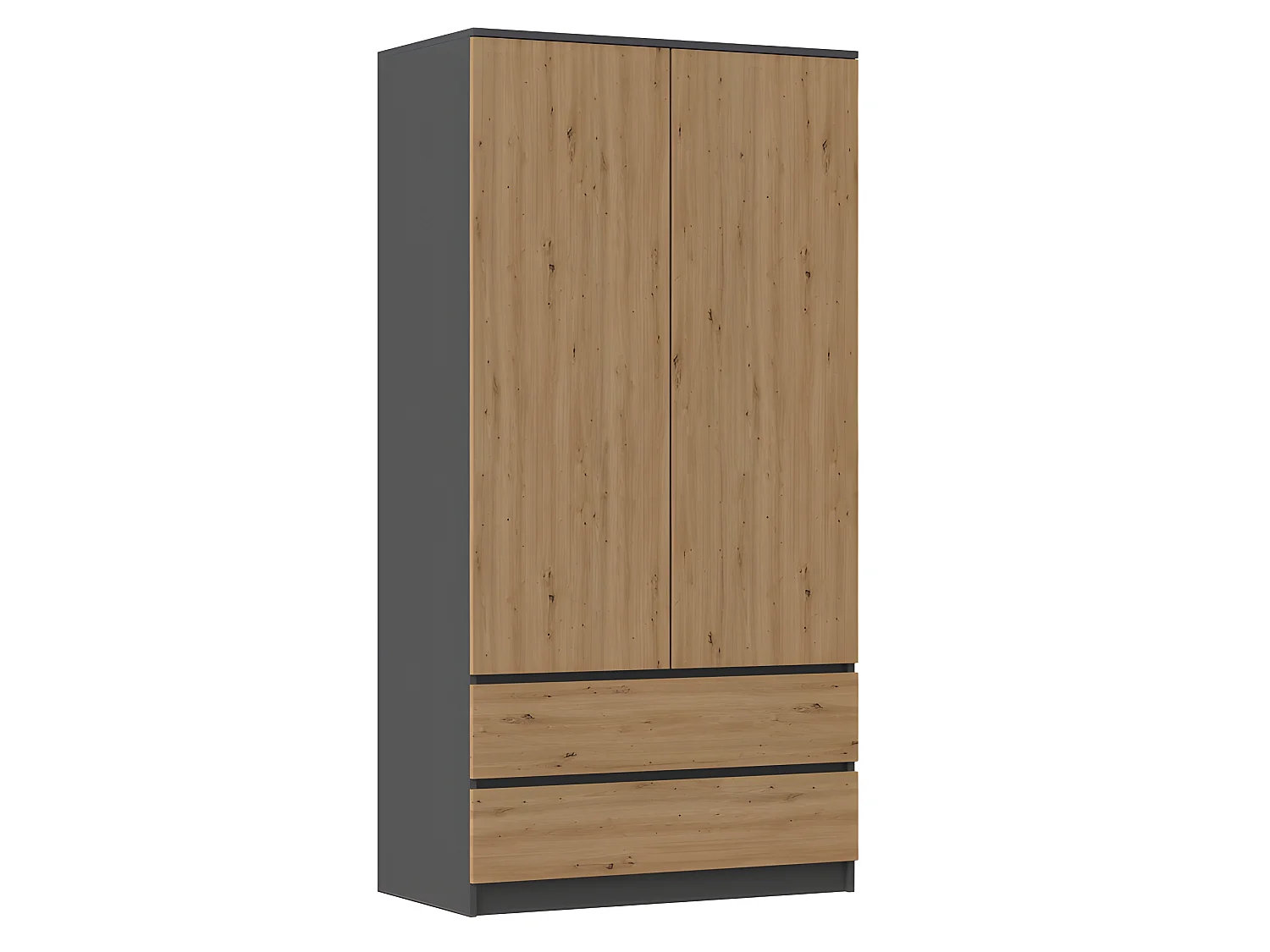 TURIN - Armario de dormitorio de estilo moderno - Armario multifunción - 2 puertas + 2 cajones - Vestidor