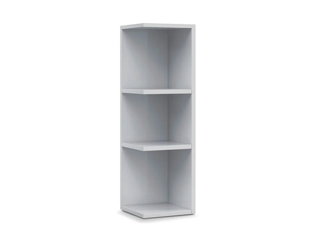 Biały błyszczący moduł łazienkowy narożny z 3 półkami dla optymalnego przechowywania