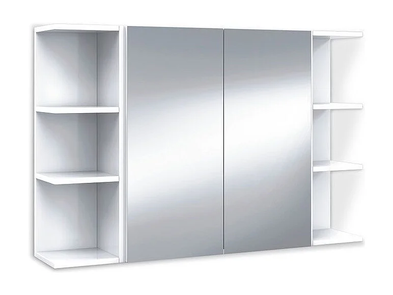 Biały błyszczący moduł łazienkowy narożny z 3 półkami dla optymalnego przechowywania