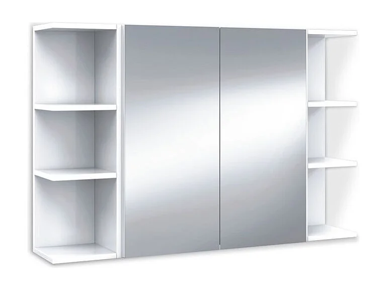 Módulo de baño rinconero blanco brillante avec 3 étagères pour un rangement optimal
