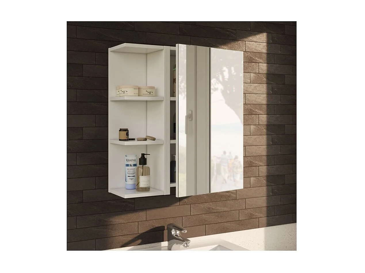 Módulo de baño rinconero blanco brillante avec 3 étagères pour un rangement optimal