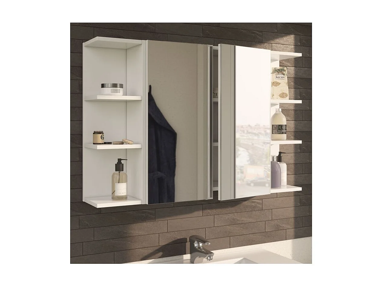 Módulo de baño rinconero blanco brillante avec 3 étagères pour un rangement optimal