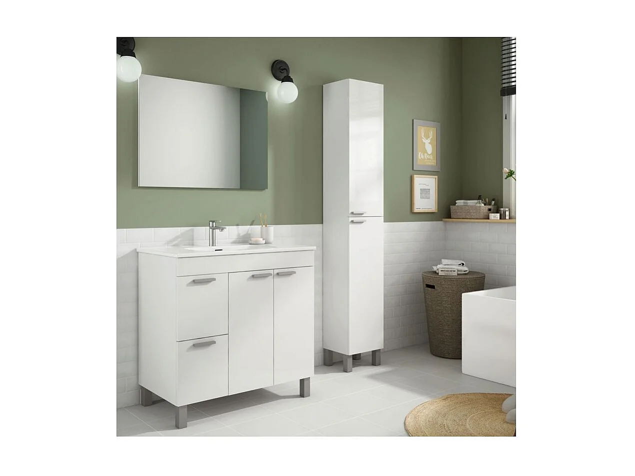 Columna de baño Koncept 2 puertas Blanco brillo