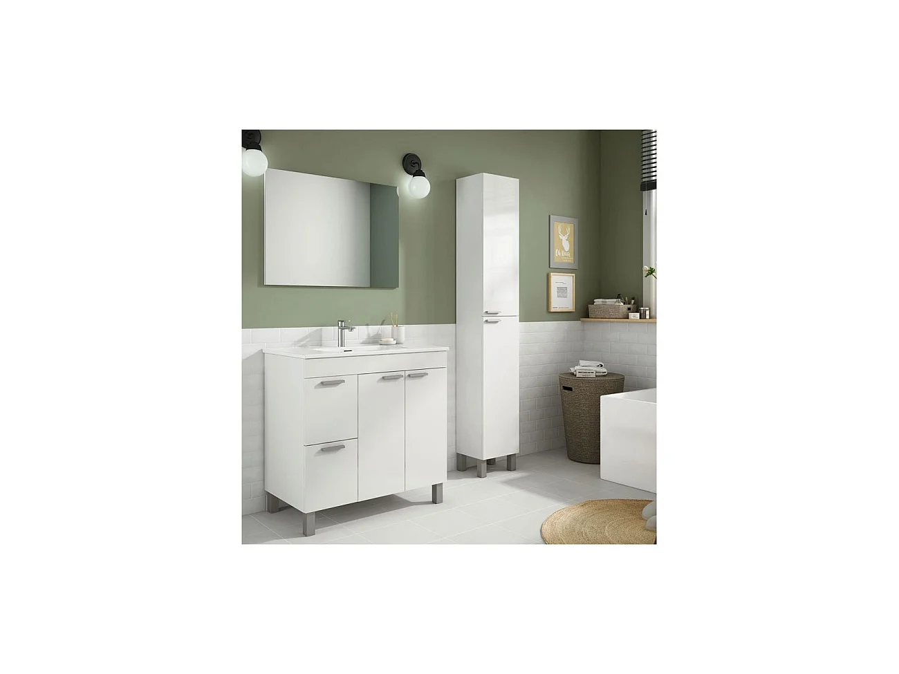 Coluna de casa de banho Koncept 2 portas Blanco brillo